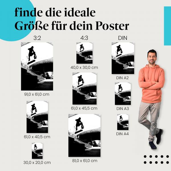 Skateboard Action Poster: Adrenalin pur! Wähle die passende Größe.