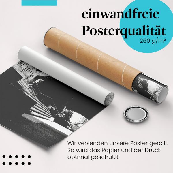 Gerolltes Poster "Skateboard Action", Brücke.