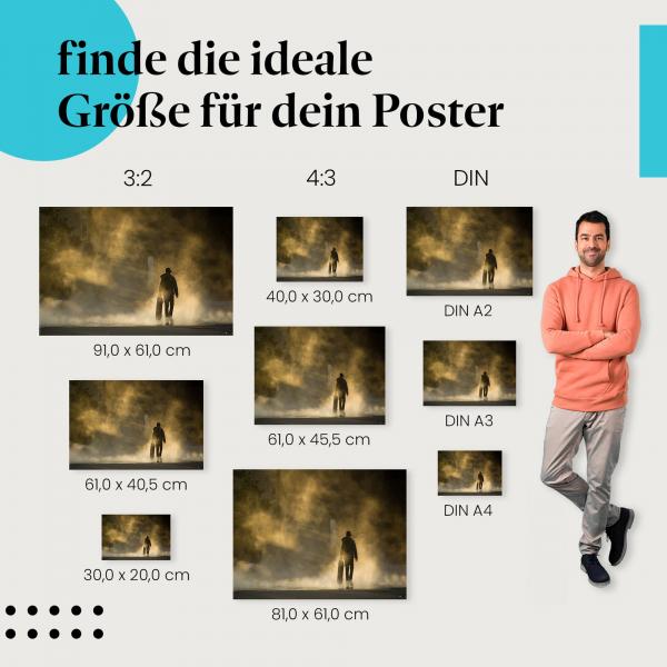 Skateboarder im Nebel Poster: Stimmungsvolle Wanddeko!