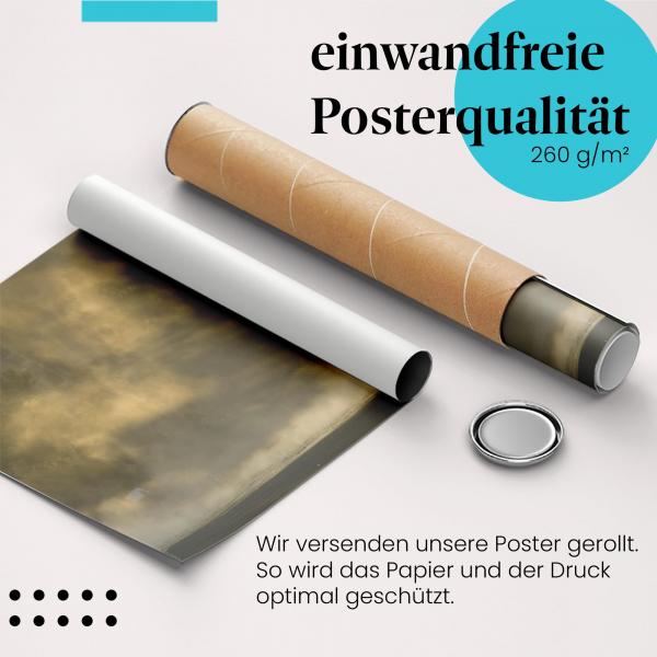 Gerolltes Poster "Skateboarder im Nebel". Morgen.