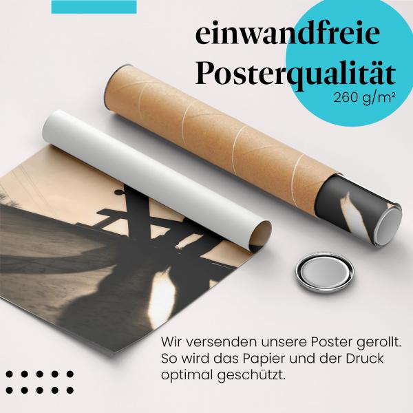 Gerolltes Poster "Skateboarden im Sonnenuntergang".