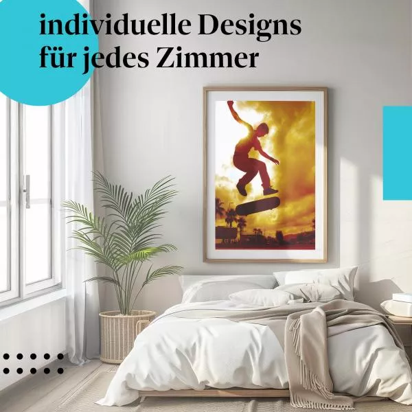 Skateboard-Freiheit: Sprung im Sonnenuntergang | Postereck 0172 Skateboard-Freiheit: Sprung im Sonnenuntergang | Postereck 0172
