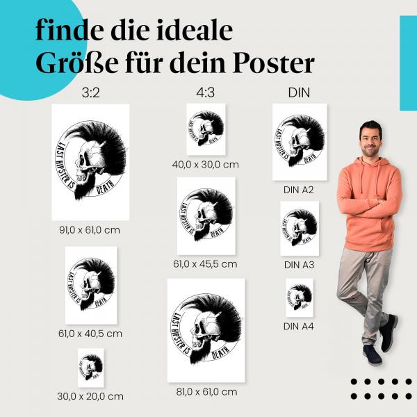 "Last Hipster is Death" Poster: Ironisches Design in verschiedenen Größen. Finde die richtige für deine Message!