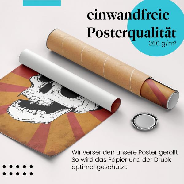 Gerolltes Poster "Stop 28" mit Totenkopf Motiv. Lässiger Style für Streetwear-Fans, sicher verpackt.