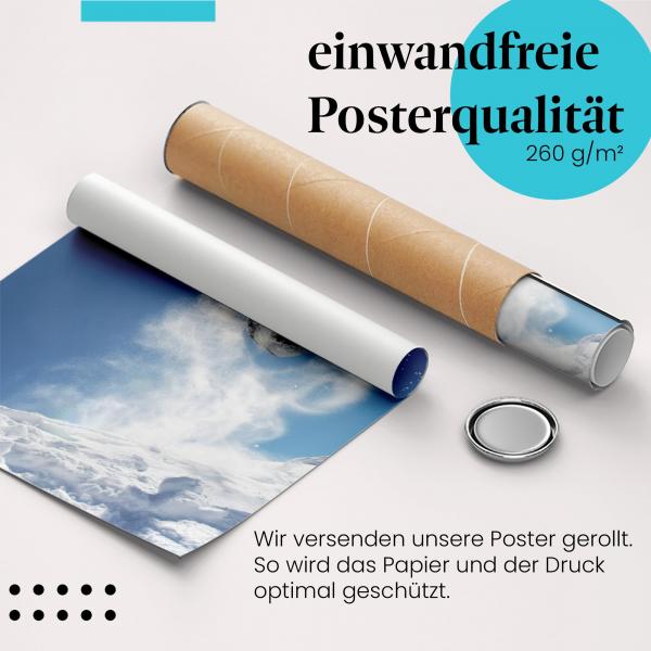 "Snowboarder Backflip": Gerolltes Poster - Schnee.