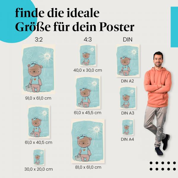 Bär, Poster: Matrosenmütze, Sommer, Strand.