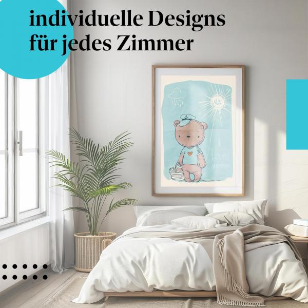 Schlafzimmer Deko: "Bär" Poster: Sommer, Strand & Meer - perfekt fürs Schlafzimmer.