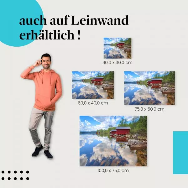 Schweden: Rote Hütten am Seeufer | Postereck 0583 Schweden: Rote Hütten am Seeufer | Postereck 0583