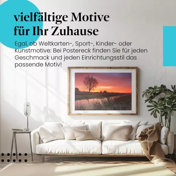 Herbstlicher Sonnenaufgang am Fluss | Postereck 1756 Herbstlicher Sonnenaufgang am Fluss | Postereck 1756
