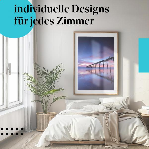 Schlafzimmer Deko: Romantik mit "Sonnenuntergang am Steg" Poster