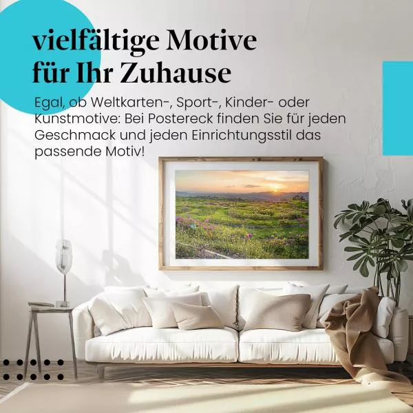 Sonnenuntergang über Blumenfeld | Postereck 1402 Sonnenuntergang über Blumenfeld | Postereck 1402