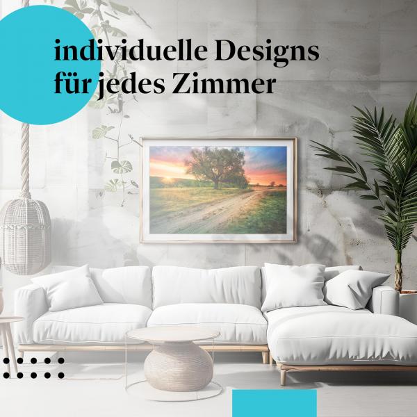 Schlafzimmer Deko: "Sonnenuntergang" Poster: Ruhe & Entspannung in der Natur.