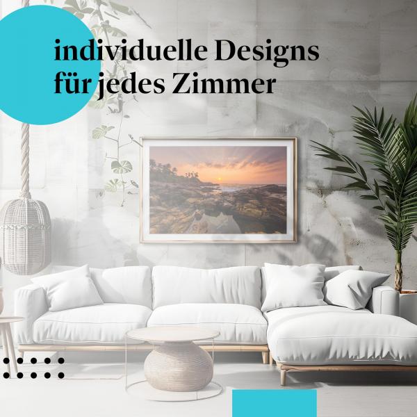 "Magisches Licht": Kunstdruck - Sonnenuntergang an der Küste.