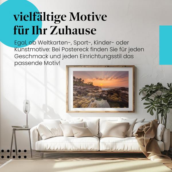"Felsige Küste": Poster "Sonnenuntergang" - dramatische Stimmung.