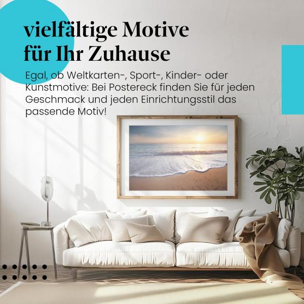 Leinwandbild "Strand & Meer": Wellen, Sonnenuntergang - warme Farben & Entspannung.