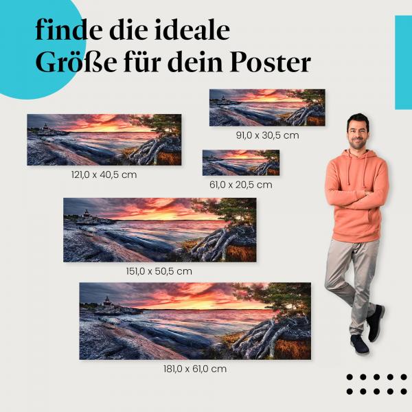 Baum & See, Poster: Sonnenuntergang, Spiegelung.