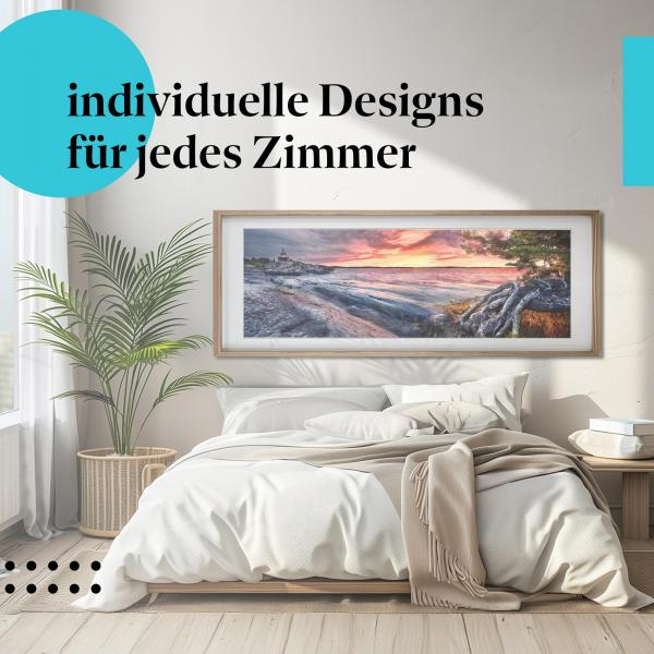 Schlafzimmer Deko: "See & Sonnenuntergang" Poster: Entspannung & schöne Träume.