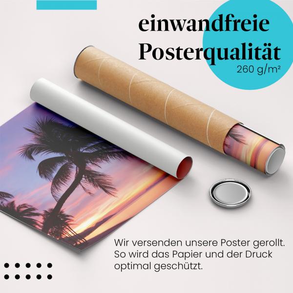 Gerolltes Poster "Palmen am Strand" - Tropen & Entspannung, sicher verpackt.