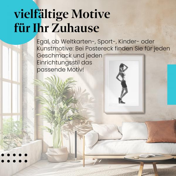 Leinwandbild "Sportliche Frau": Schwarz-Weiß, Sportkleidung - selbstbewusst & stark.