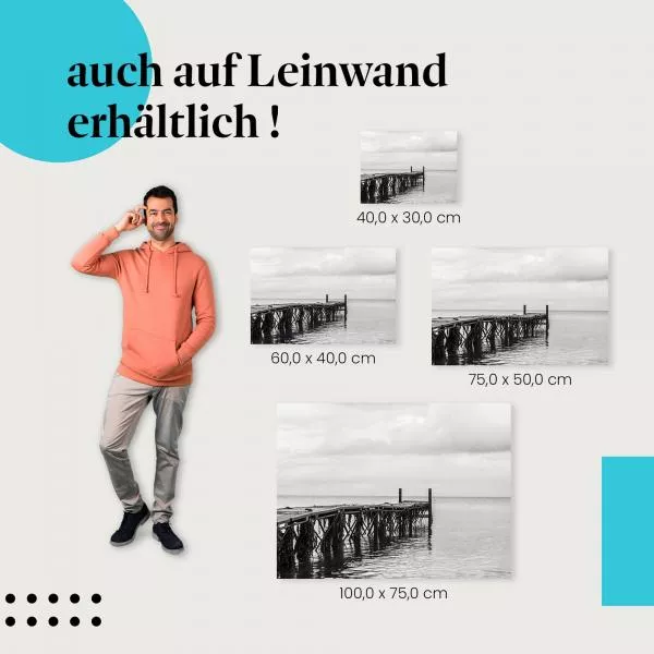 Sehnsucht Meer: Steg in Schwarz-Weiß | Postereck 1338