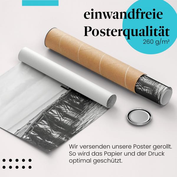 Gerolltes Poster "Steg", schwarz-weiß, Meer.