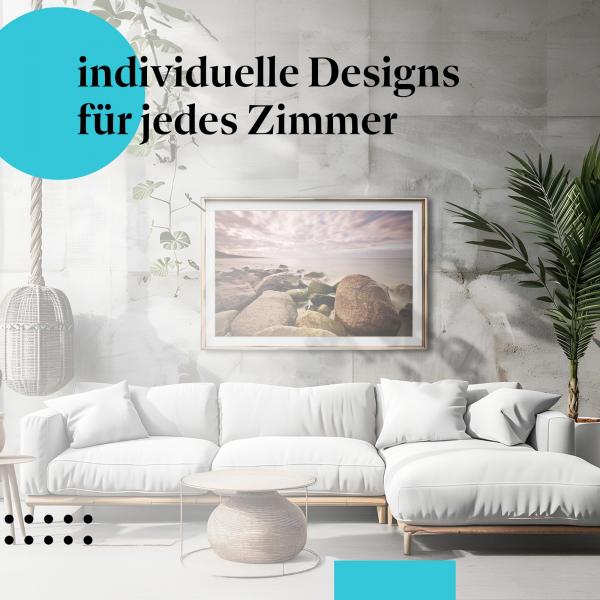 Küstenposter: "Steinküste" - Felsen, Küste & bewölkter Himmel
