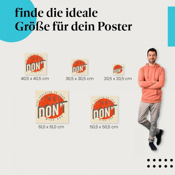 Wähle die ideale Postergröße: Typografisches Design mit Botschaft für starke Persönlichkeiten.
