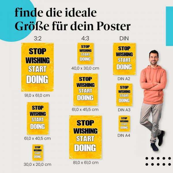"Stop Wishing Start Doing!": Motivationsposter - Wünsche in Taten umsetzen