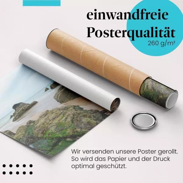 Steinformationen am Strand: Ruhe & Weite | Postereck 0493