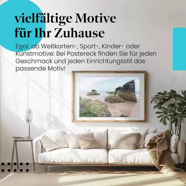 Steinformationen am Strand: Ruhe & Weite | Postereck 0493