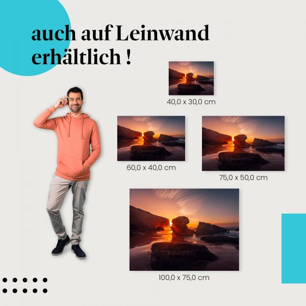 Felsenküste: Leinwandbild. Sonnenaufgang, Wellen, dramatisch.