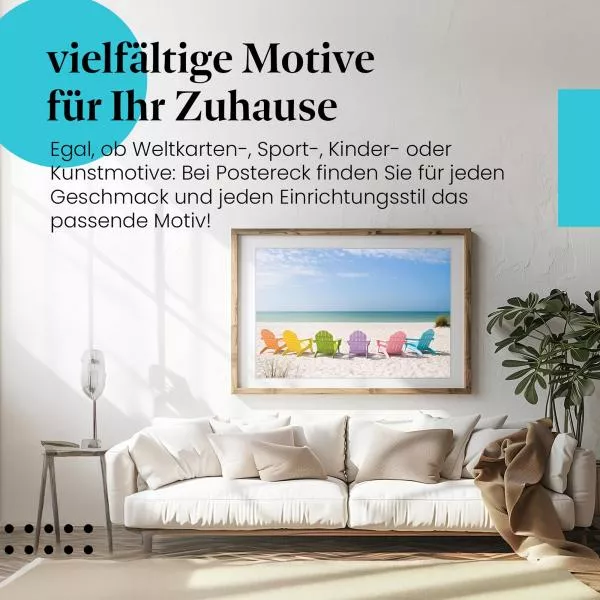 Farbenfrohe Strandkörbe: Entspannung am Meer | Postereck 0232 Farbenfrohe Strandkörbe: Entspannung am Meer | Postereck 0232