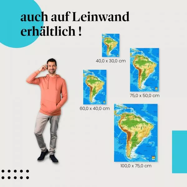 Südamerika: Topographische Karte | Postereck 1049