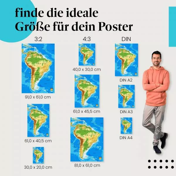 Südamerika: Topographische Karte | Postereck 1049