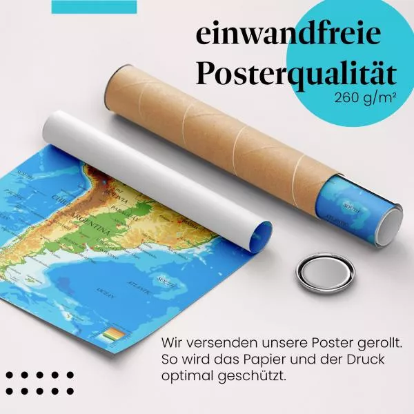 Südamerika: Topographische Karte | Postereck 1049