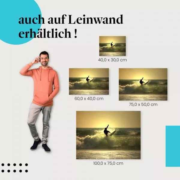 Surfer im Sonnenuntergang: Silhouette & Meer | Postereck 0187 Surfer im Sonnenuntergang: Silhouette & Meer | Postereck 0187