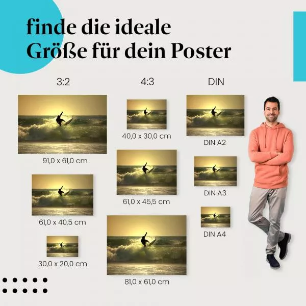 Surfer im Sonnenuntergang: Silhouette & Meer | Postereck 0187 Surfer im Sonnenuntergang: Silhouette & Meer | Postereck 0187