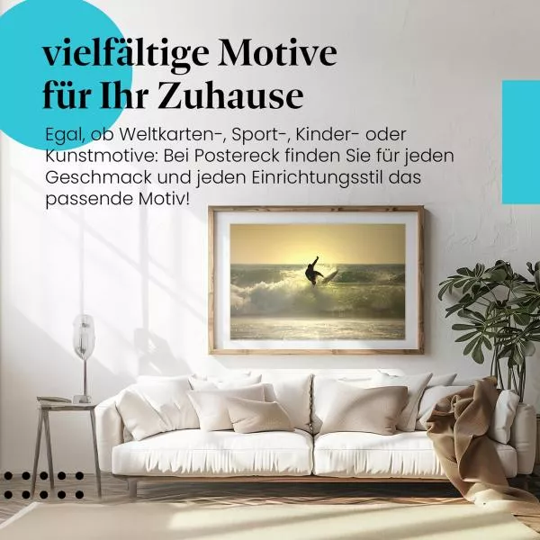 Surfer im Sonnenuntergang: Silhouette & Meer | Postereck 0187 Surfer im Sonnenuntergang: Silhouette & Meer | Postereck 0187