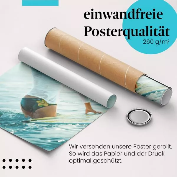 Surferin im Paradies: Tauchen in die Wellen | Postereck 0188 Surferin im Paradies: Tauchen in die Wellen | Postereck 0188
