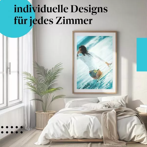 Surferin im Paradies: Tauchen in die Wellen | Postereck 0188 Surferin im Paradies: Tauchen in die Wellen | Postereck 0188