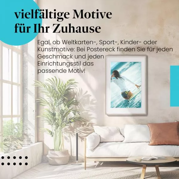 Surferin im Paradies: Tauchen in die Wellen | Postereck 0188 Surferin im Paradies: Tauchen in die Wellen | Postereck 0188