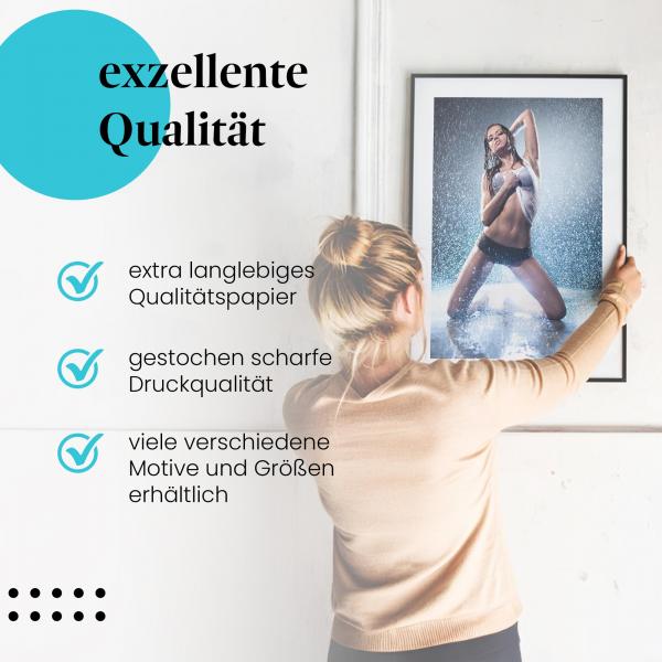 Gerahmtes Wandbild "Tänzerin im Regen - Sinnlich", langlebiges Papier, verschiedene Motive und Größen erhältlich.