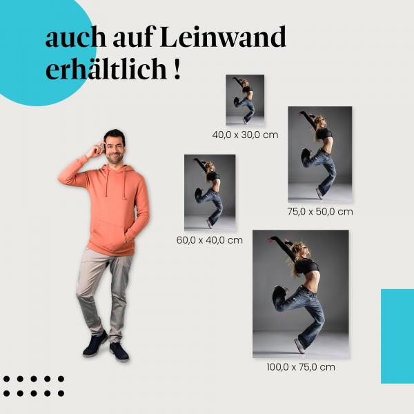 "Tänzerin im Sprung" Leinwandbild. Finde die ideale Größe für dein Zuhause & setze Akzente mit Kunst!