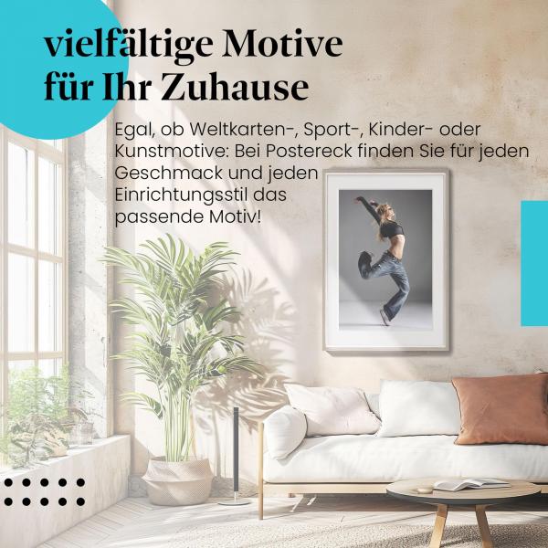 Stylisches Leinwandbild: Tänzerin im Sprung.