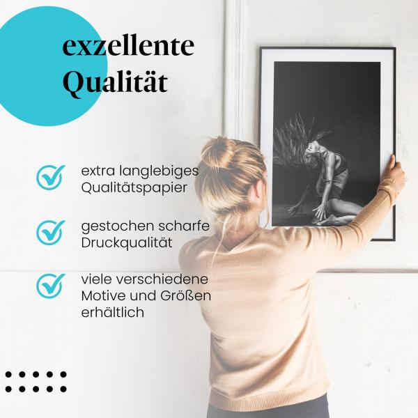 Gerahmtes Wandbild "Tänzerin, Tanz, Ausdruck". Hochwertiger Druck, verschiedene Größen erhältlich.