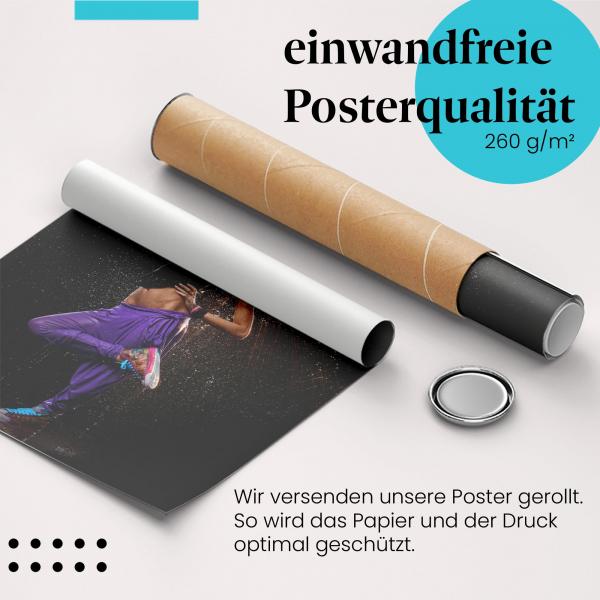 "Tänzerin": Gerolltes Poster, Wasserfontäne, coole Moves.