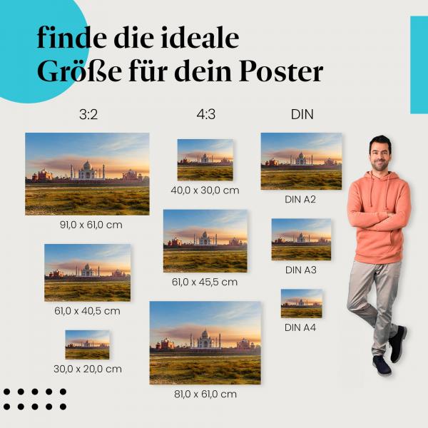 Taj Mahal, Poster: Indien, Sonnenuntergang.