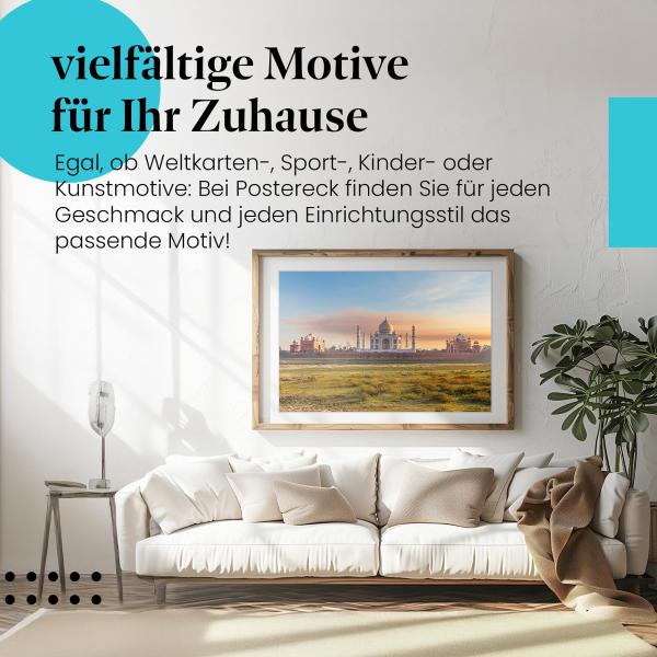 Leinwandbild "Taj Mahal": Indien, Sonnenuntergang - magischer Moment & ewige Liebe.
