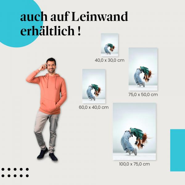 "Tänzerin in dynamischer Pose" Leinwandbild. Finde die ideale Größe für dein Zuhause & setze Akzente mit Kunst!