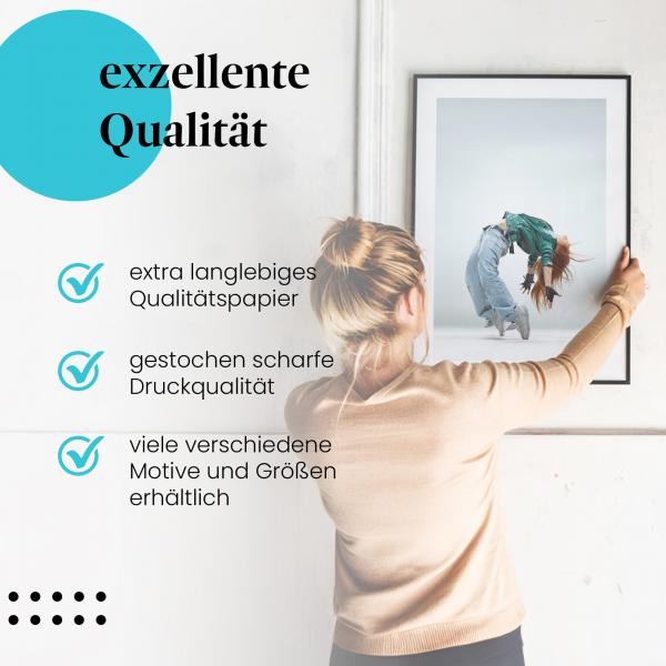 Gerahmtes Wandbild "Tänzerin, Bewegung, Anmut", langlebiges Papier, verschiedene Größen erhältlich.